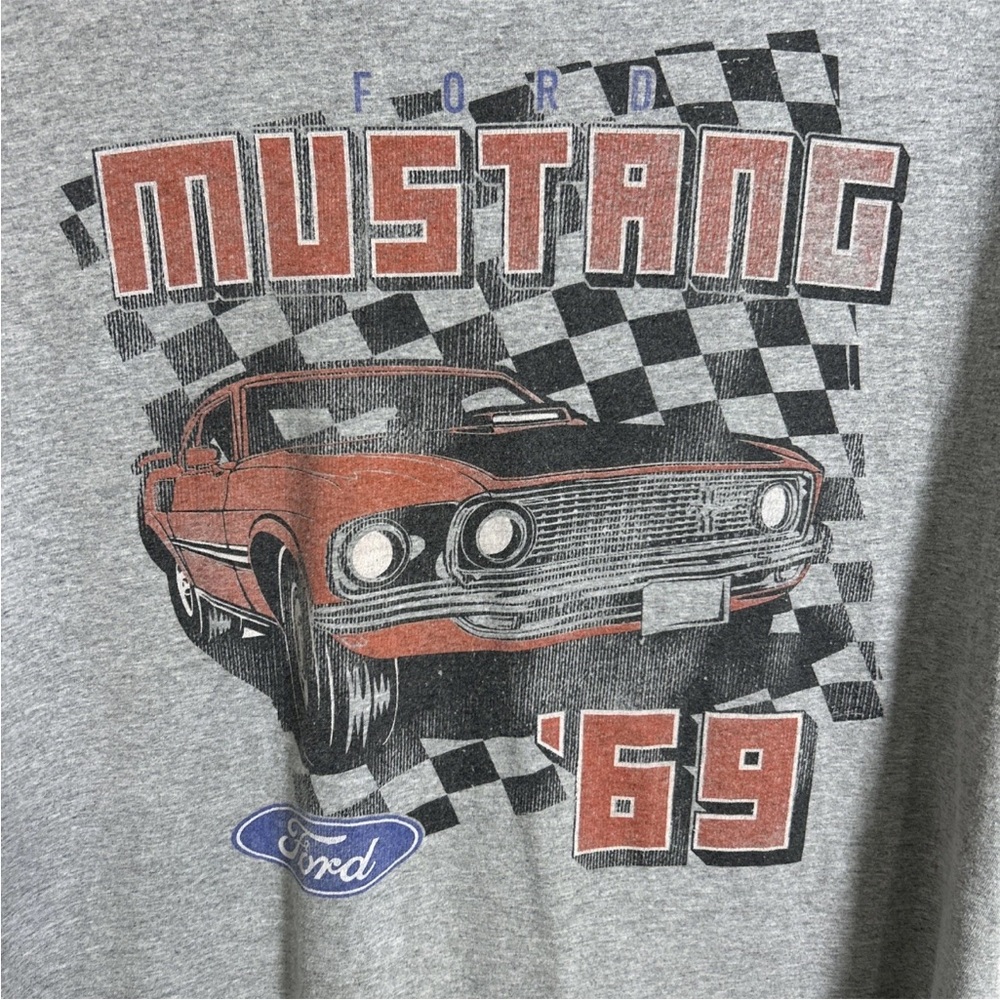 1969 Ford Mustang Mach 1 American Short-Sleeve Women’s T-Shirt Gray Retro Size L - Picture 2 of 10